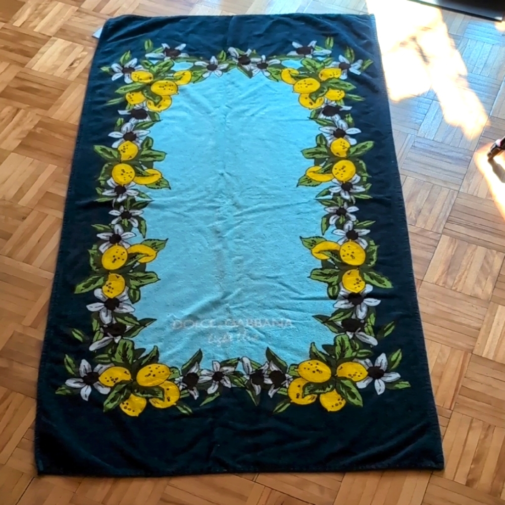 Dolce & Gabbana Light Blue Perfume Floral Beach Towel - Blue and Lemons